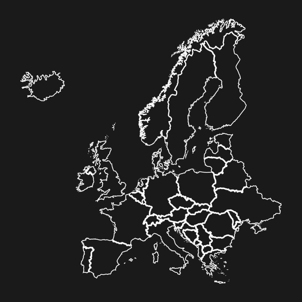 Europe map vector illustration on black background