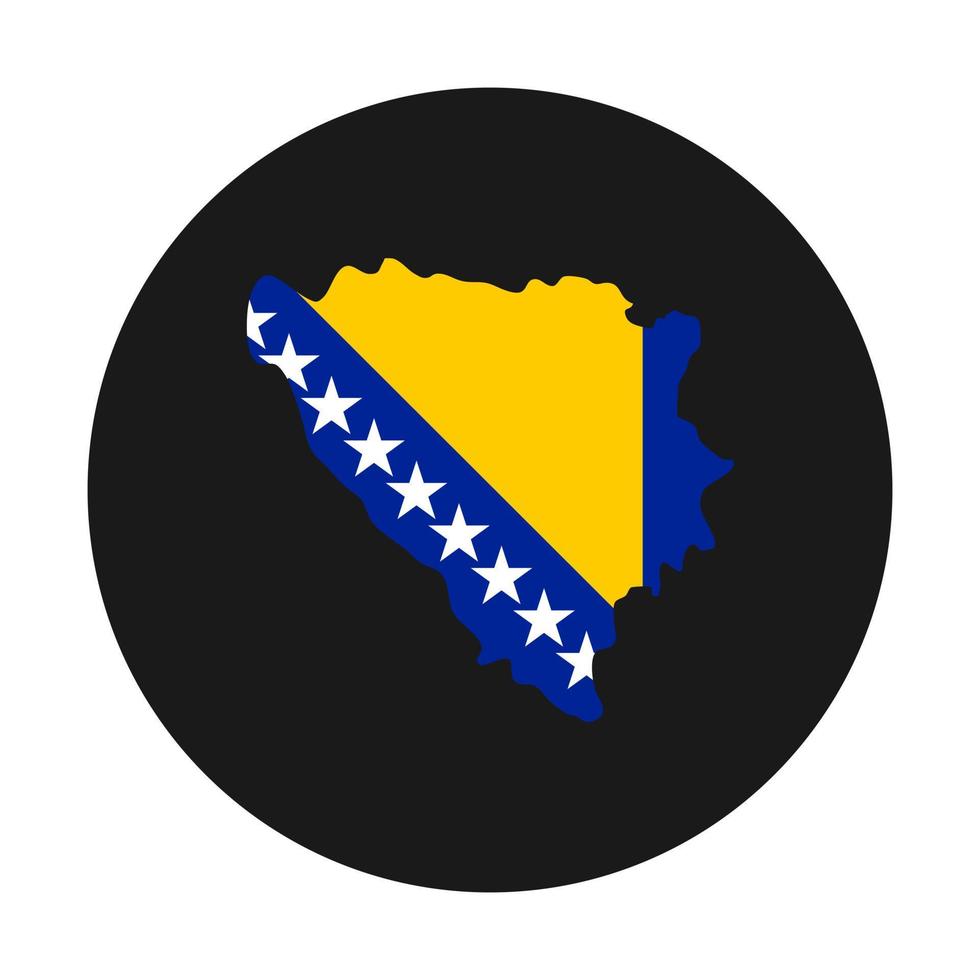 Bosnia y Herzegovina mapa silueta con bandera sobre fondo negro vector