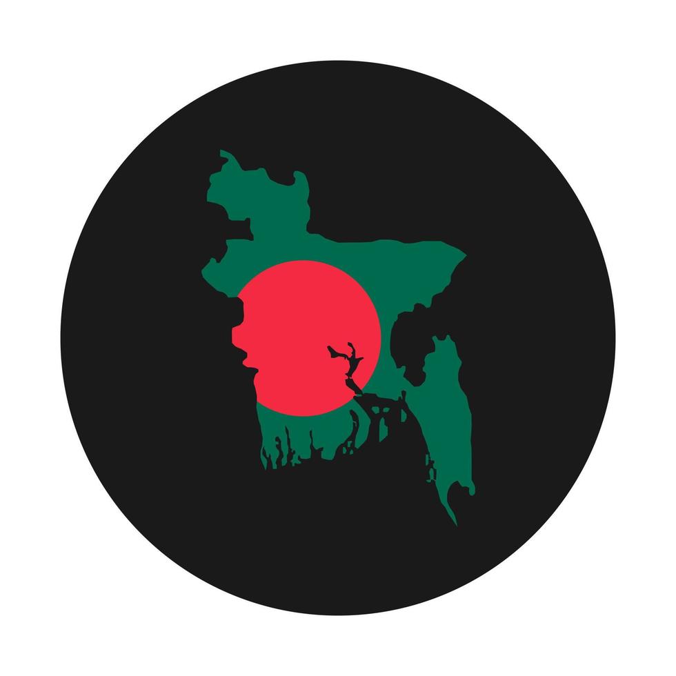 Bangladesh mapa silueta con bandera sobre fondo negro vector