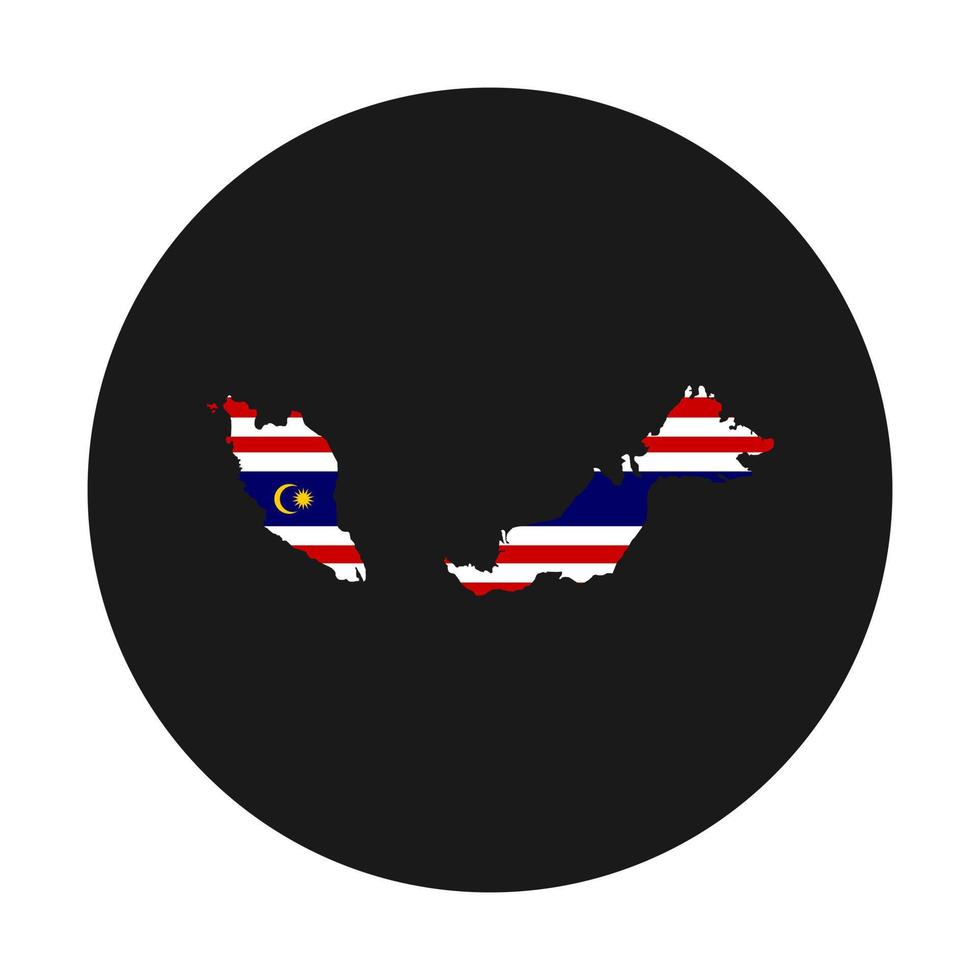 Kuala Lumpur map silhouette with flag on black background vector