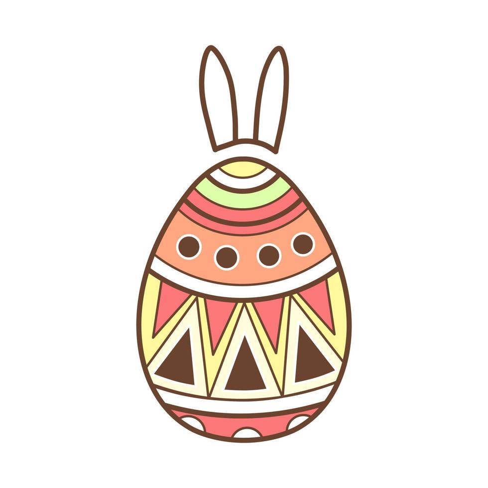 huevo de Pascua con orejas de conejo sobre un fondo blanco. Felices Pascuas. decoración para el saludo, tarjeta de invitación, fondo. vector. vector