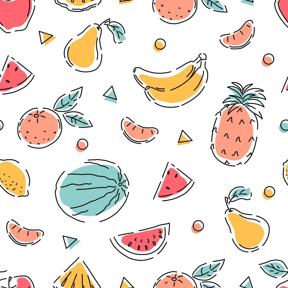 Fruit seamless pattern. Healthy eating. Vector background.