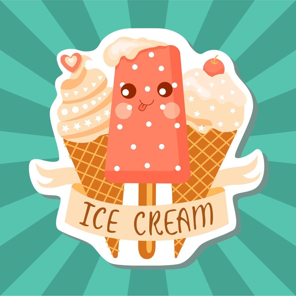 colorido logotipo de helado. estilo retro. ilustración vectorial vector