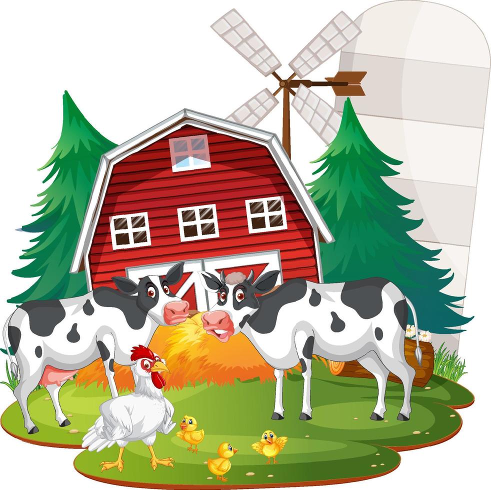 Isolated cartoon farm with animals vector