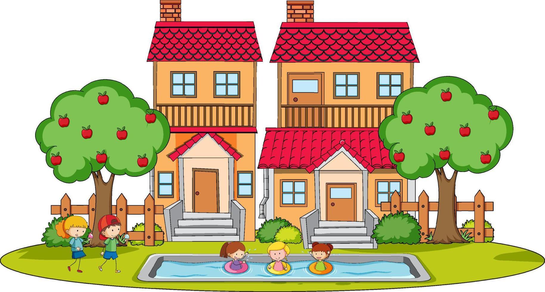 Doodle house cartoon design vector