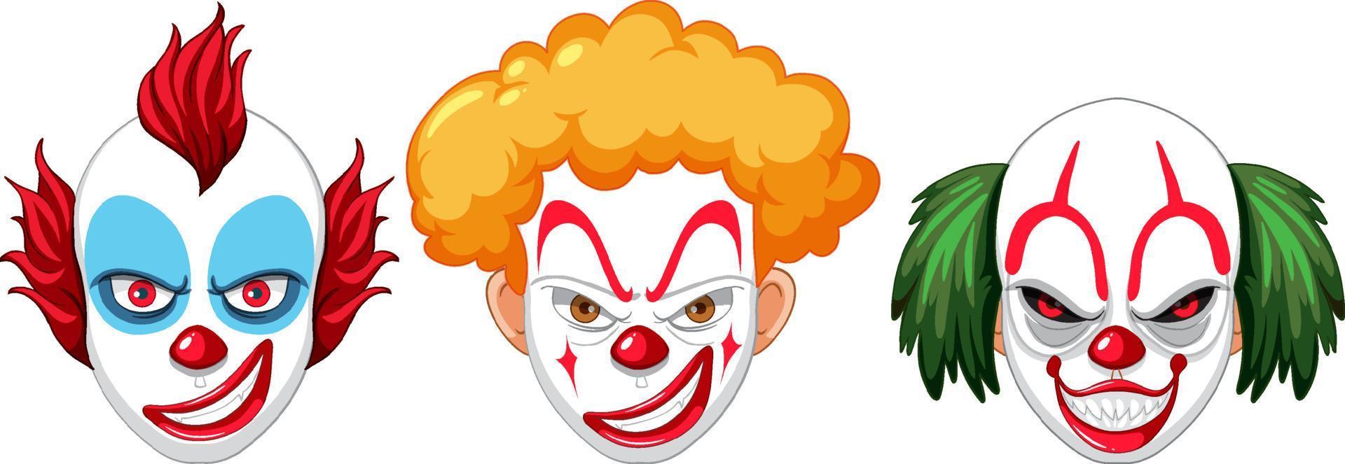 Set of clown facial expression vector