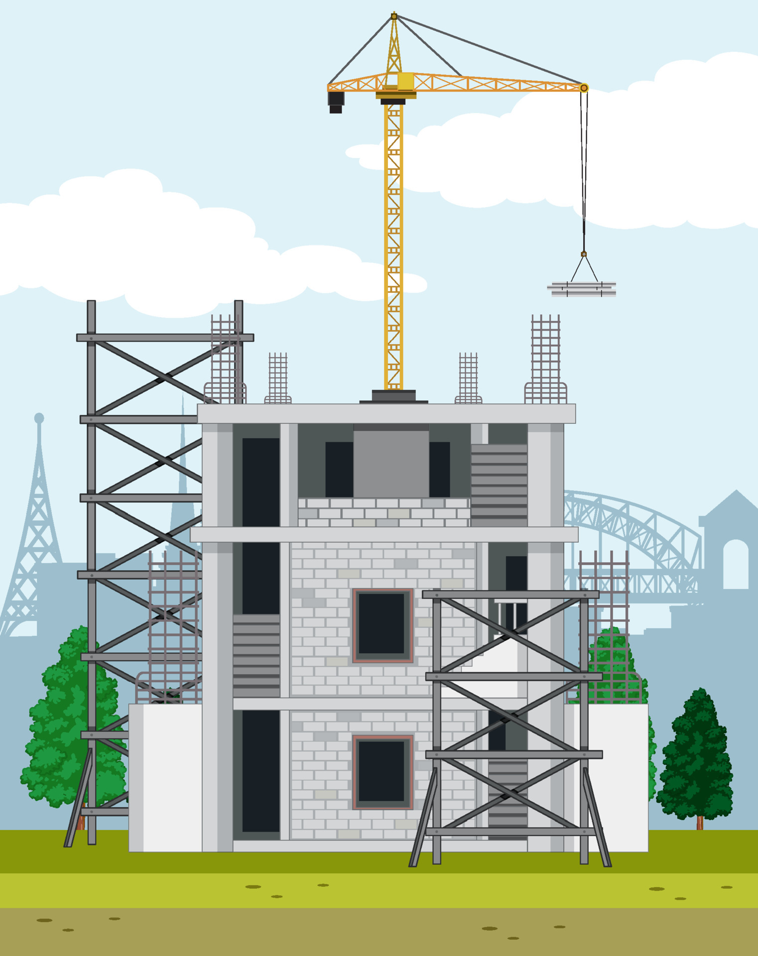 Cartoon scene of building construction site 6581110 Vector Art at Vecteezy Cartoon scene of building construction site 6581110 Vector Art at Vecteezy