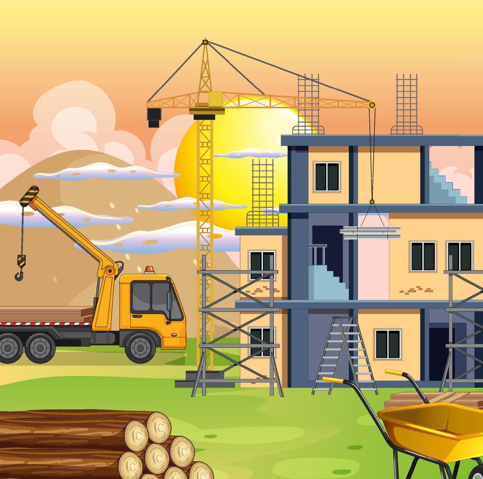 Scene of building construction site vector