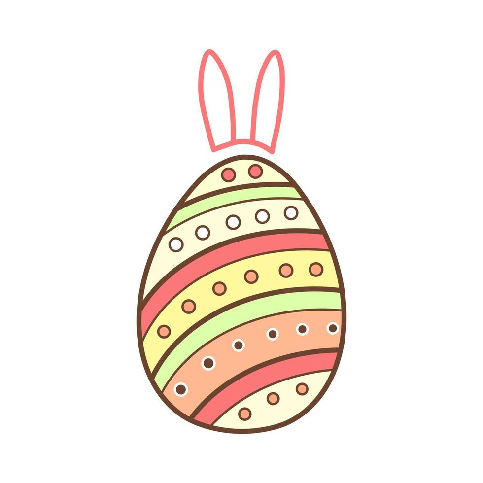 Egg with rabbit ears on a white background. Happy Easter. Icon. Vector illustration.