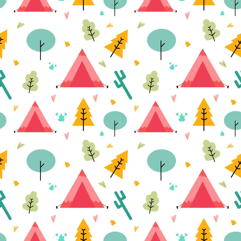 Seamless pattern with cute floral cartoon with colorful element vector illustration for fabric, t-shirt, textile, decor