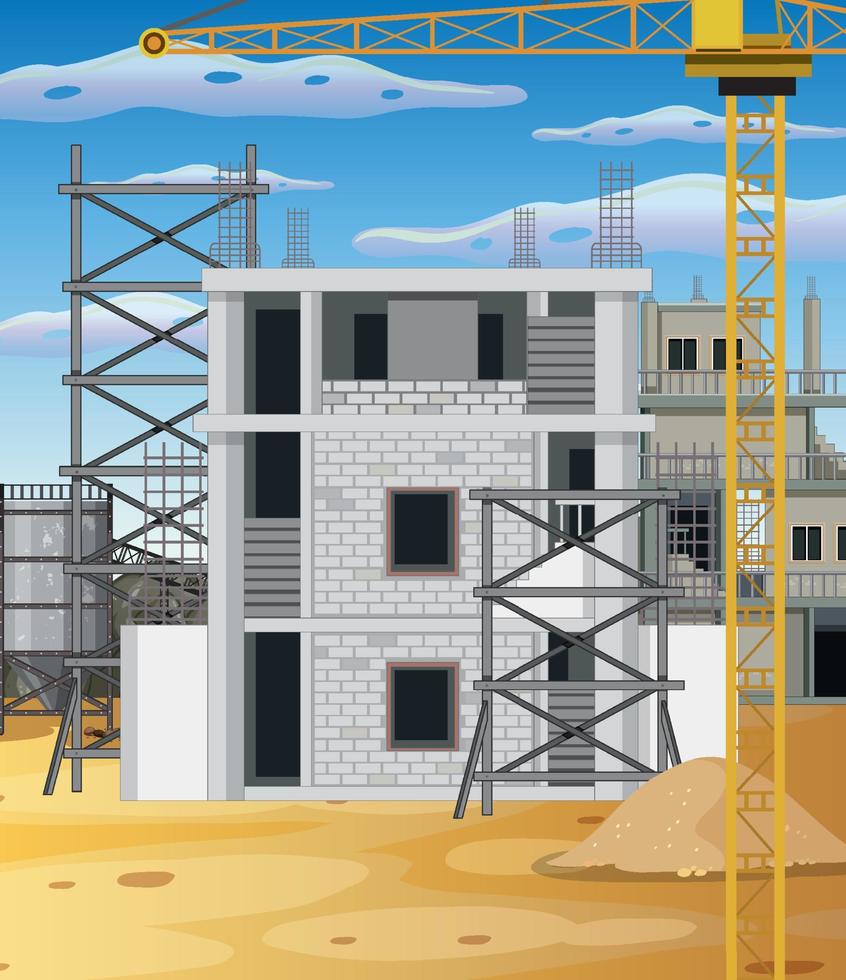 escena del sitio de construcción del edificio vector