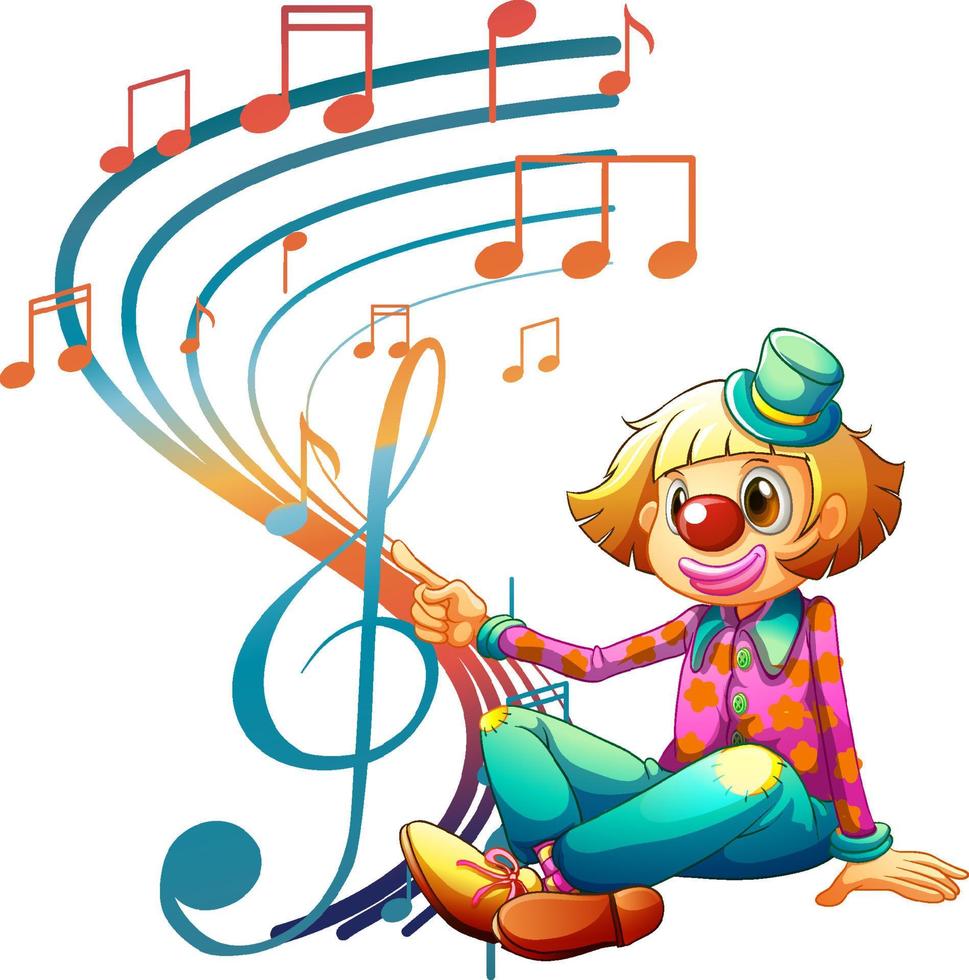 Clown cartton character with music note vector