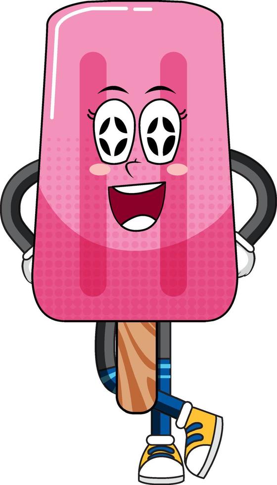 Ice cream cartoon character on white background vector