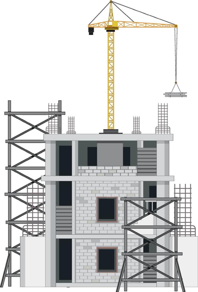 sitio de construcción de edificios sobre fondo blanco vector