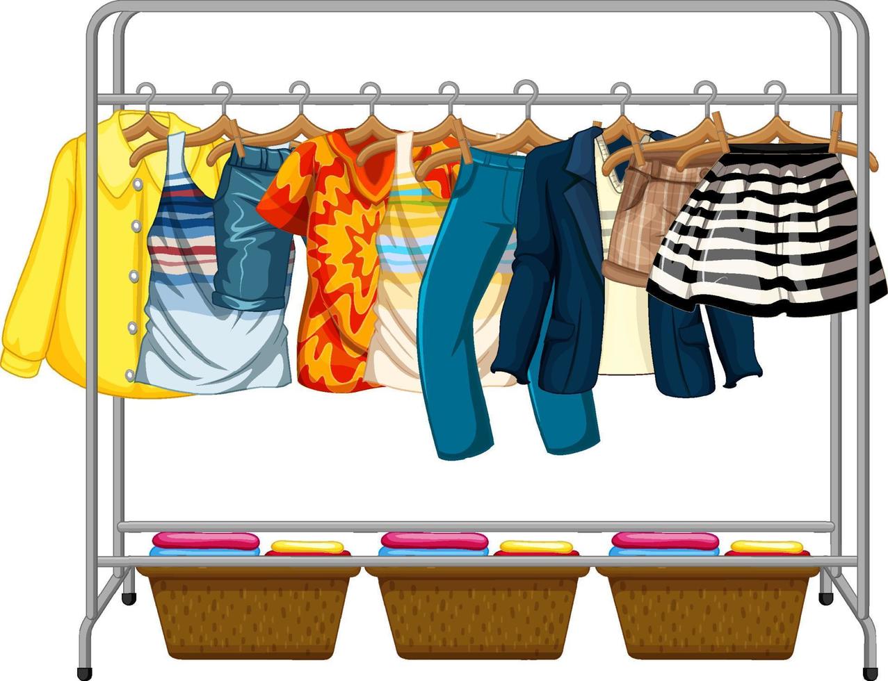 Different clothes hanging on the bars vector