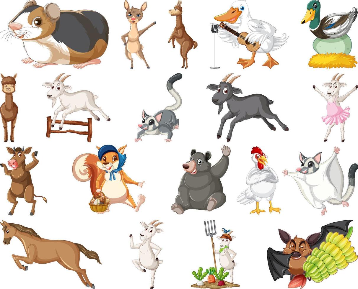 conjunto de diferentes niños de animales vector