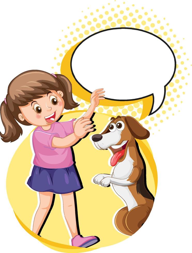 A girl and dog with callouts vector