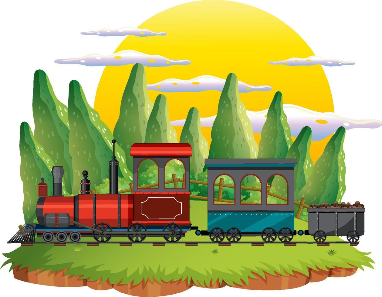 tren con escenario natural vector