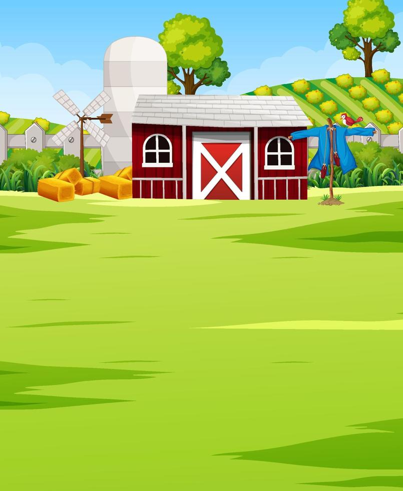 paisaje de la escena de la granja con granero vector