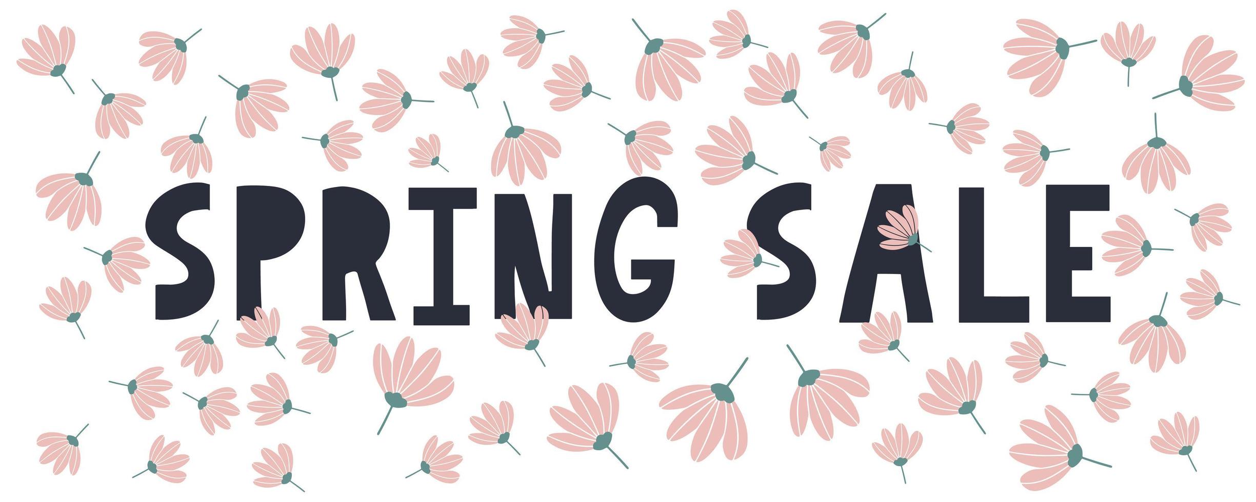 Spring sale typography banner Lettering spring season with leaf for greeting card, invitation template. Retro, vintage lettering banner poster template background, Sale, offer vector