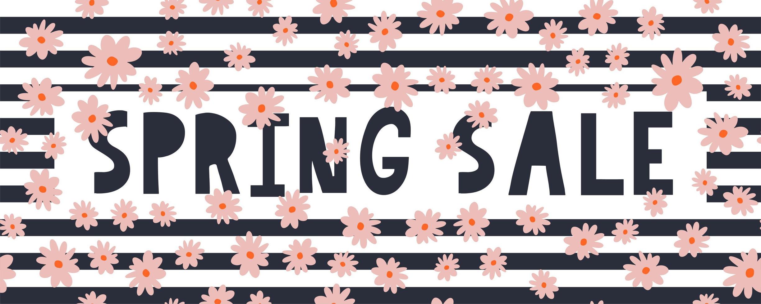 banner de tipografía de venta de primavera con letras de temporada de primavera con hoja para tarjeta de felicitación, plantilla de invitación. retro, fondo de plantilla de cartel de banner de letras vintage, venta, oferta vector