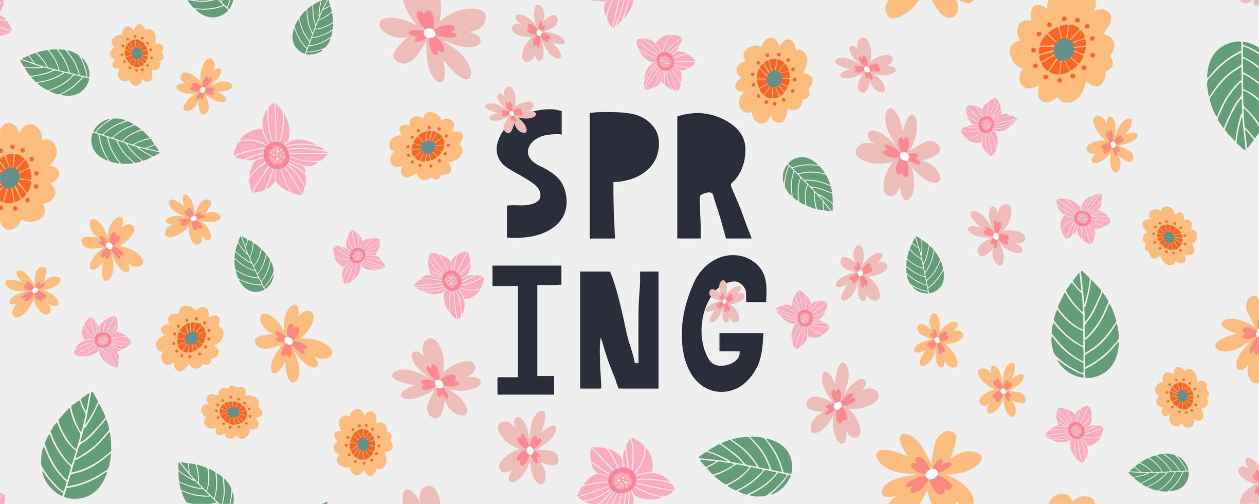 Hello Spring hand logotype, badge typography icon. Lettering spring season with leaf for greeting card, invitation template. Retro, vintage lettering banner poster template background, Sale, offer vector