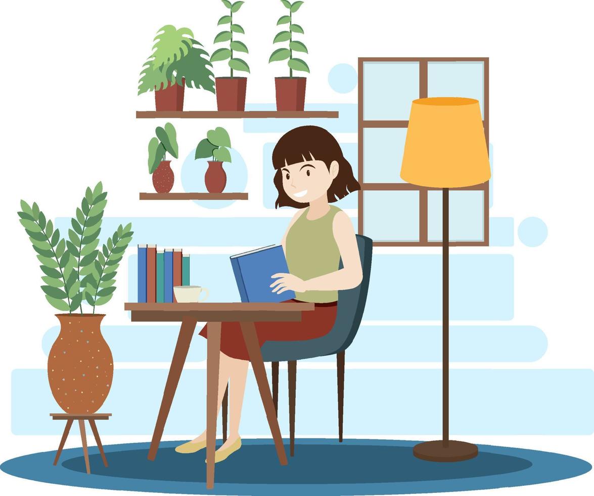 Work at home concept in flat design vector