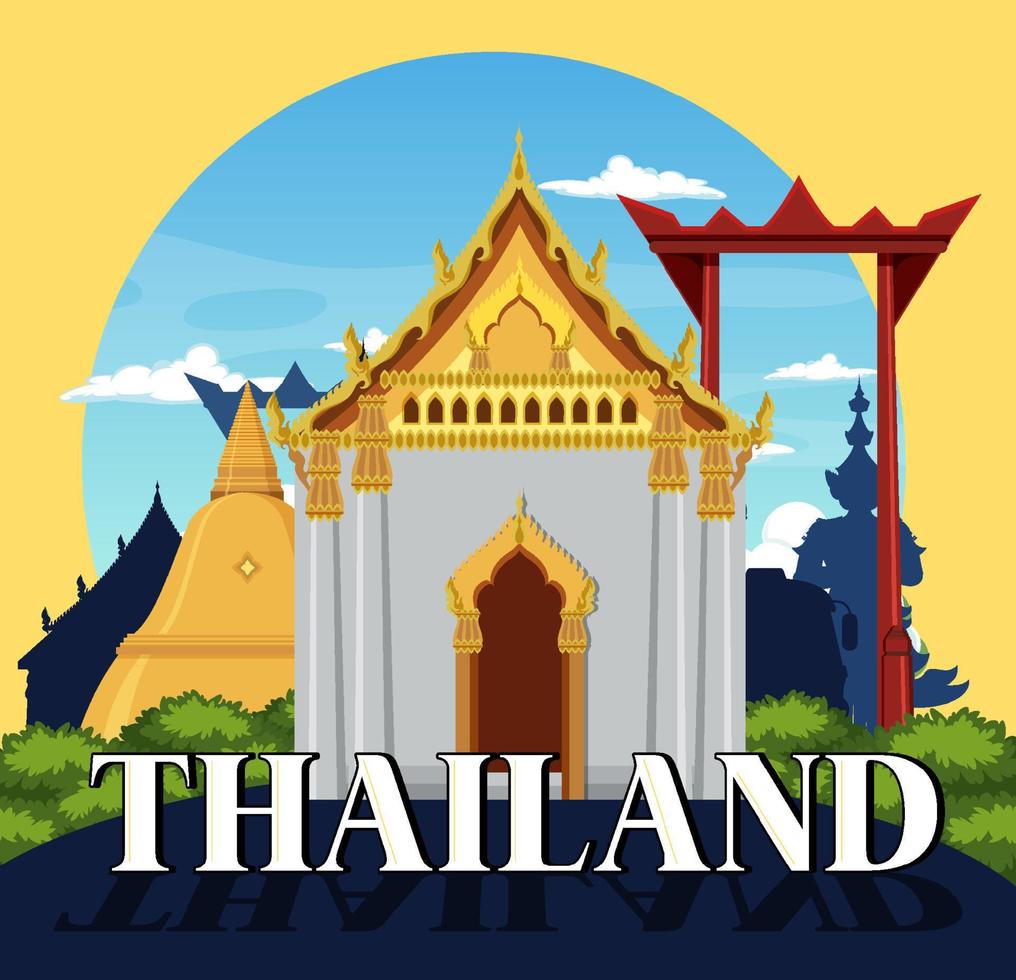 viaje tailandia atracción y paisaje icono vector