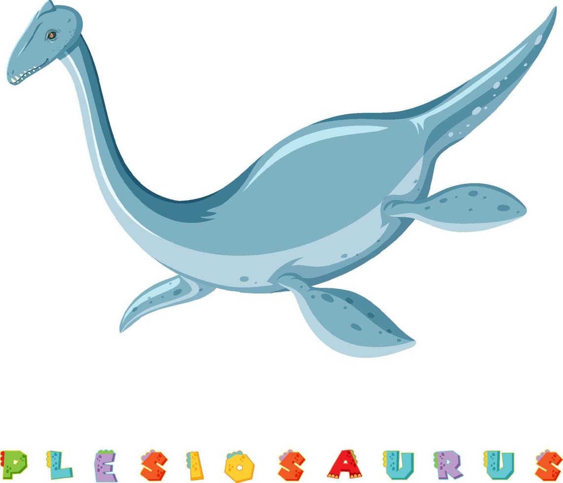 wordcard de dinosaurio para plesiosaurio vector