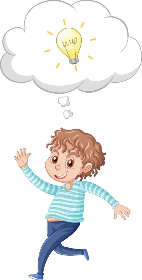 A a boy jumping and thinking on white background vector