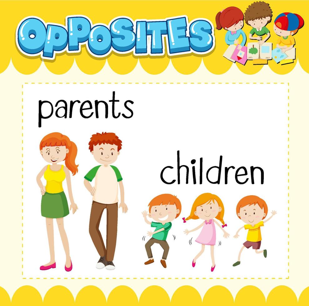 Opposite words for parents and children vector