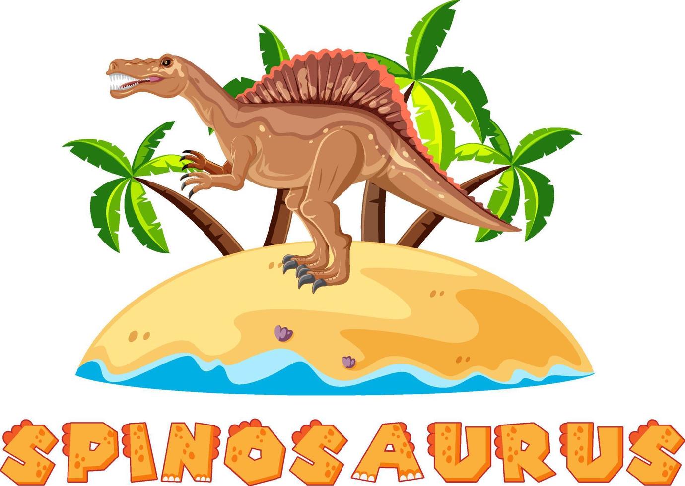 Wordcard design for spinosaurus vector