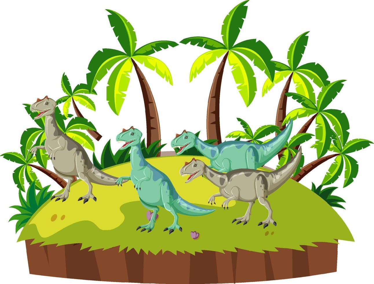 Scene with dinosaurs carnotaurus on island vector