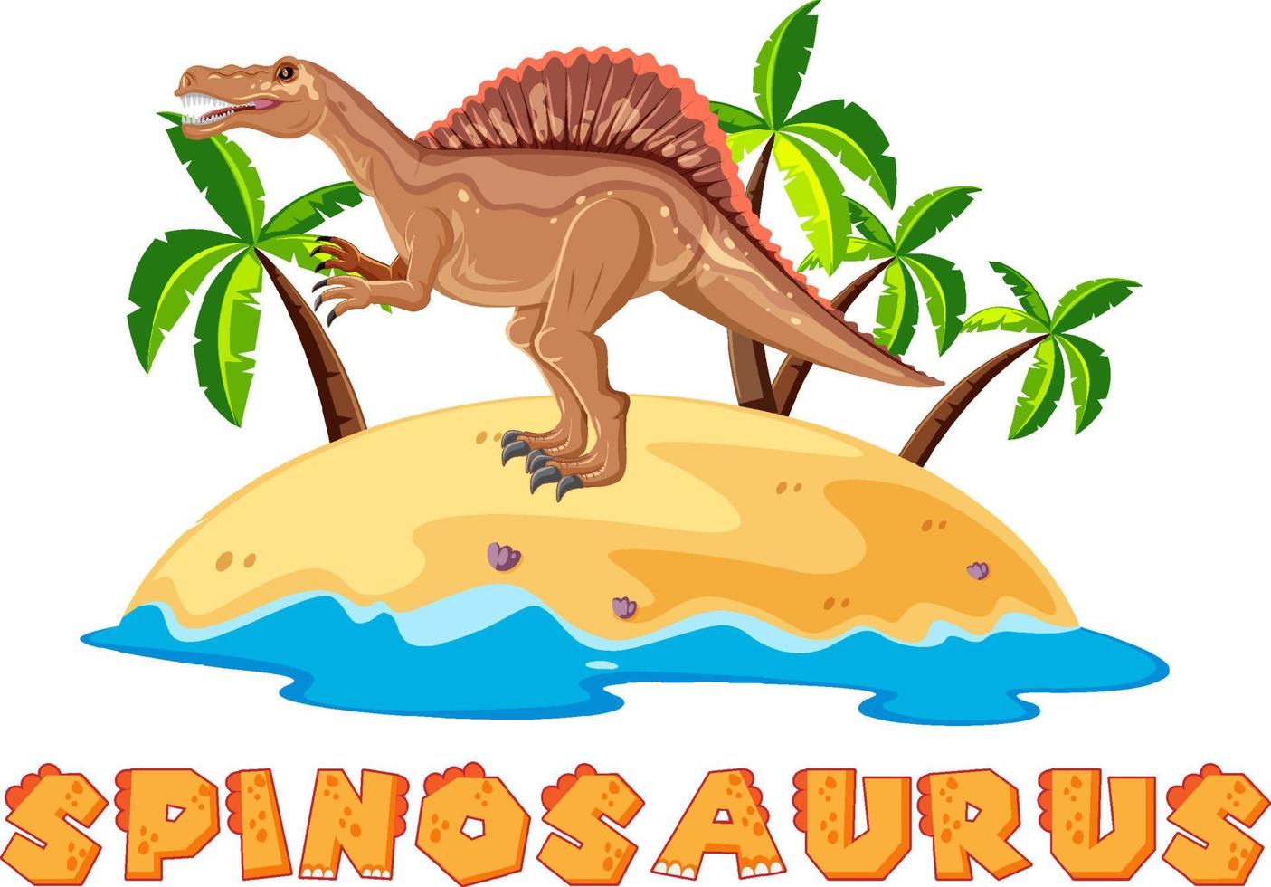Prehistoric island with spinosaurus vector