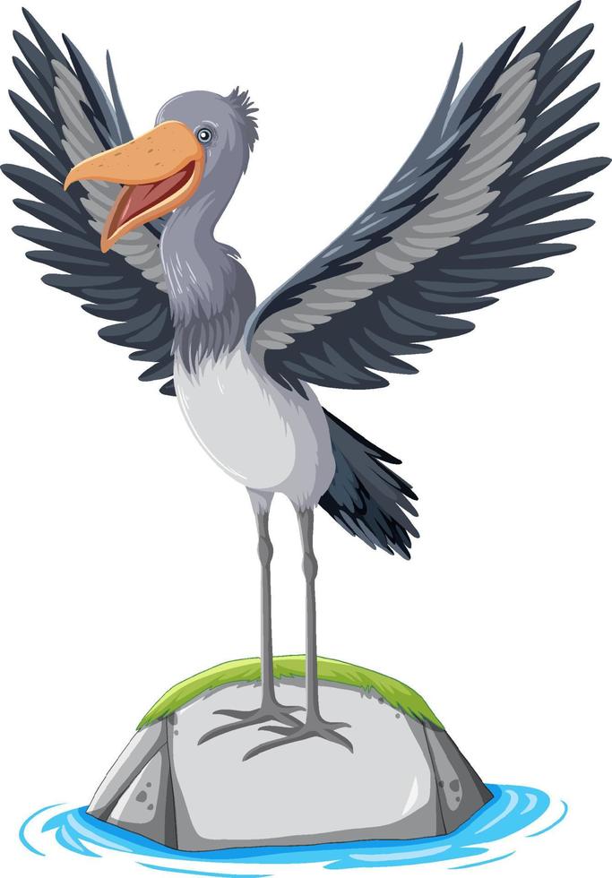 Heron bird standing on stone on white background vector