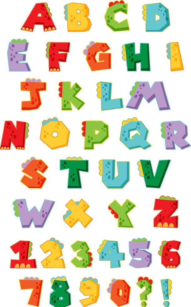 Font design for english alphabets and numbers vector