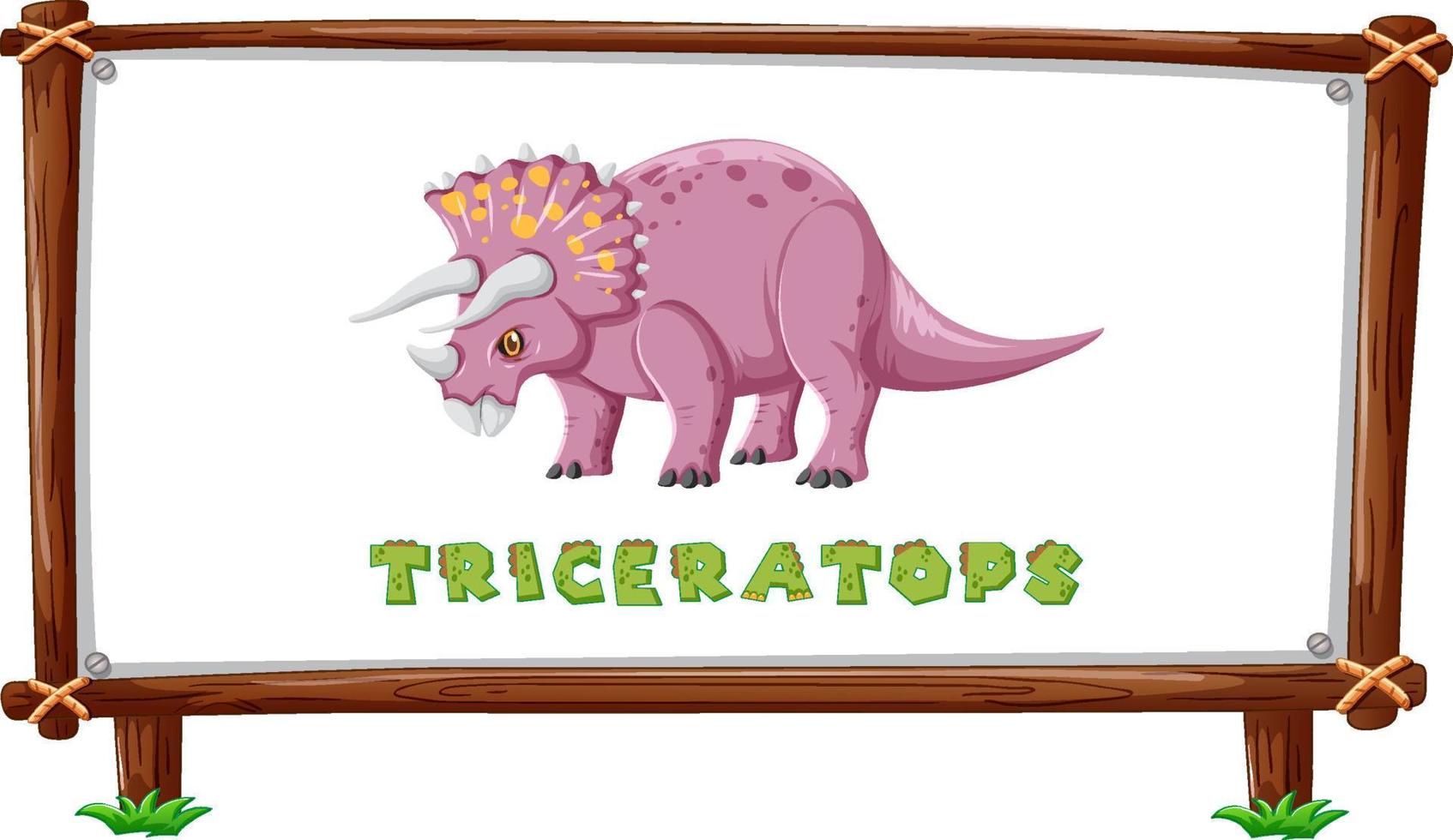 plantilla de marco con dinosaurios y diseño de triceratops de texto dentro vector