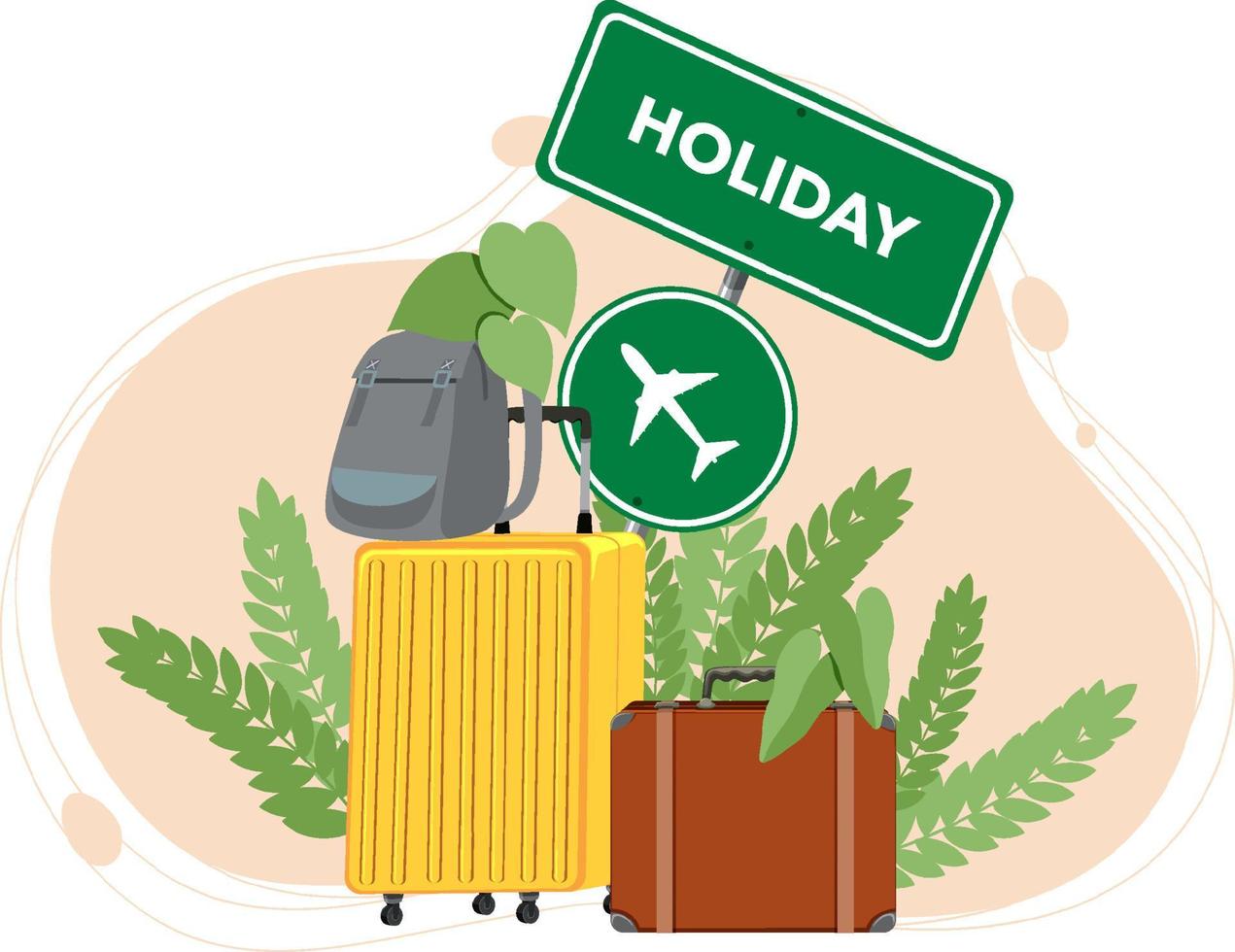 Holiday items concept with many luggages vector