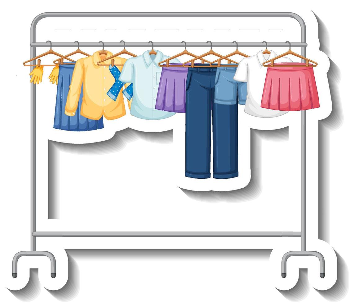 Clothes hanging on clothes rack vector