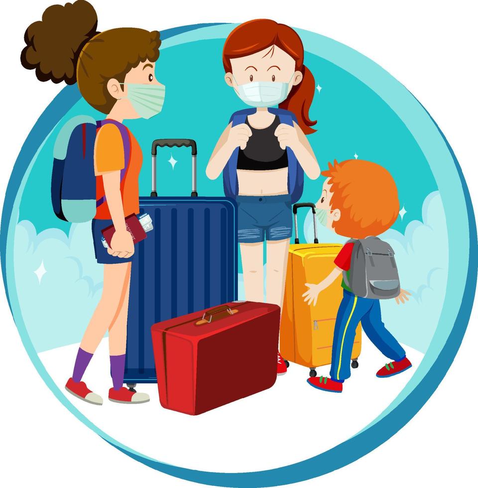 tema de vacaciones de viaje familiar con mochila vector