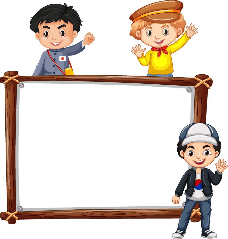 Board template with happy kids vector