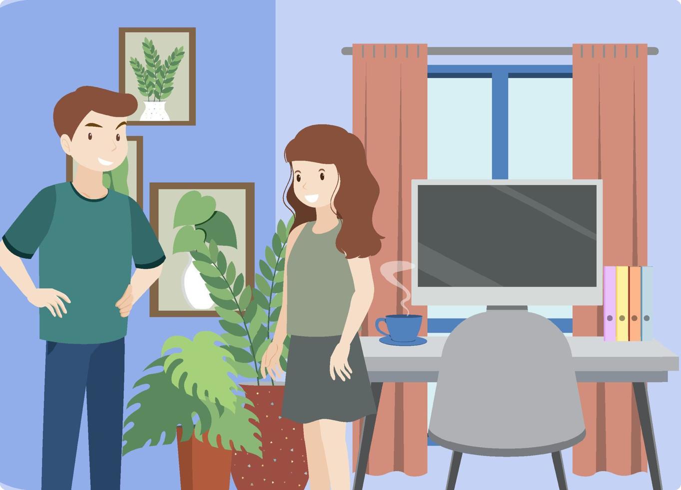 Workroom interior in flat design concept vector