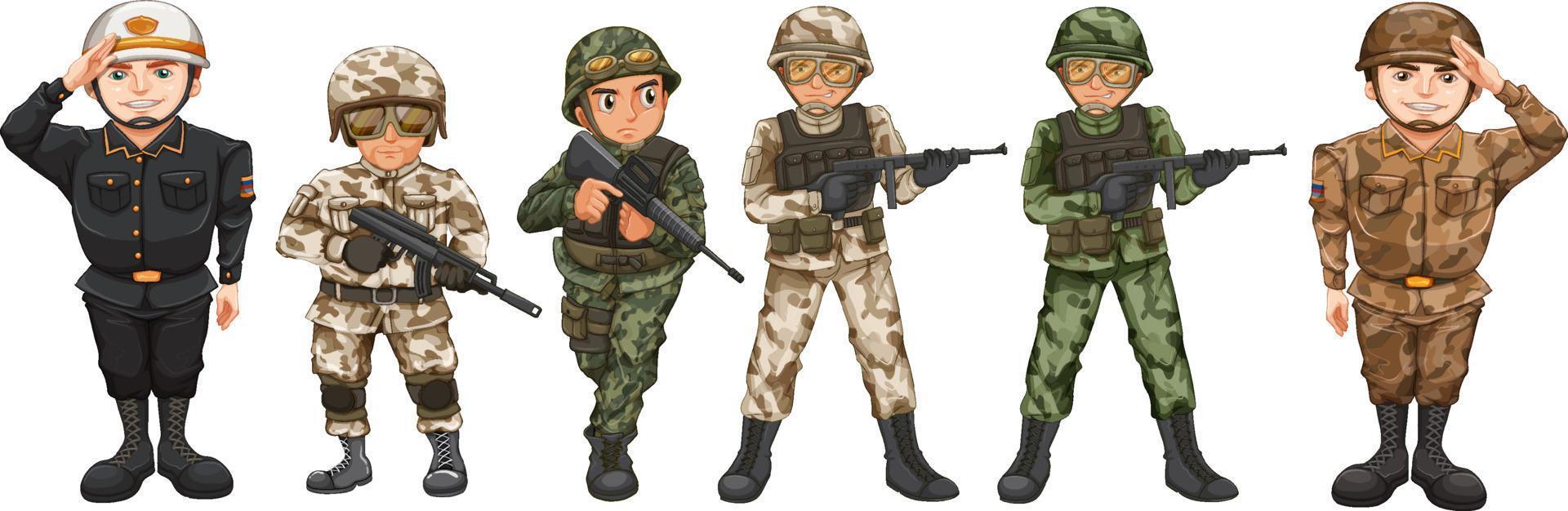 personas en uniformes militares vector