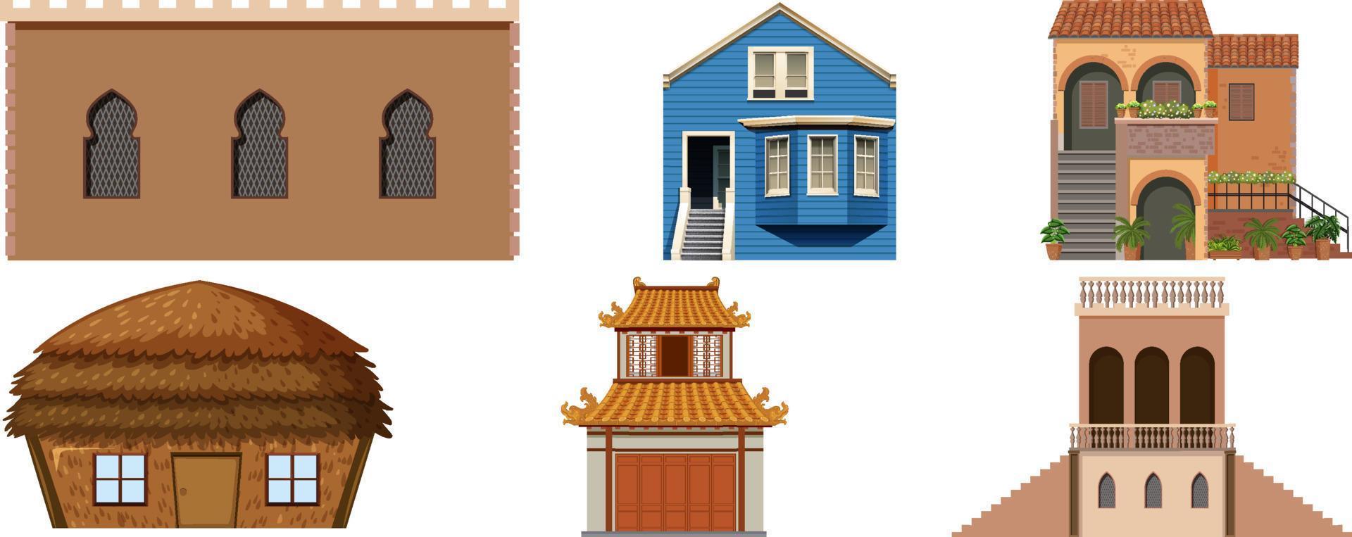 Different designs of buildings around the world vector