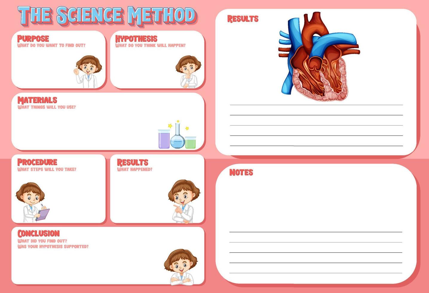 The science method worksheet for children vector