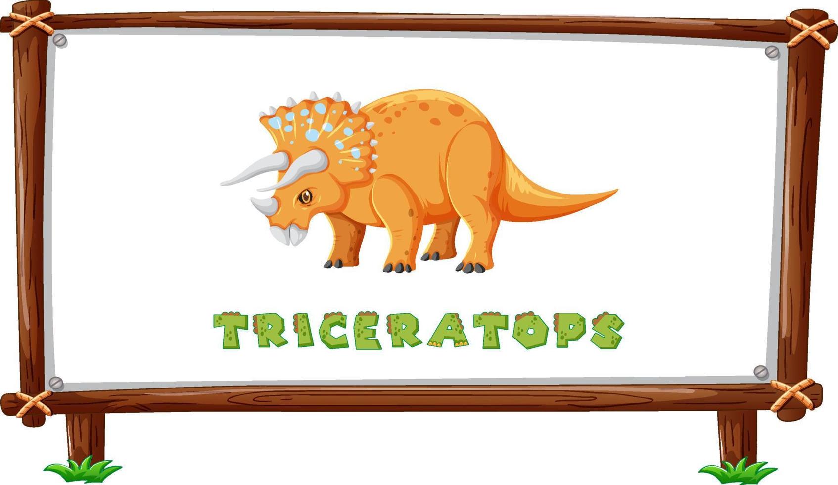 plantilla de marco con dinosaurios y diseño de triceratops de texto dentro vector