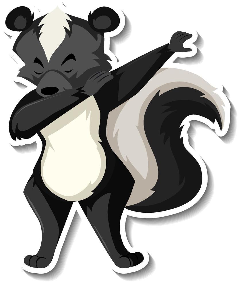 pegatina de dibujos animados de animales skunk dabbing vector