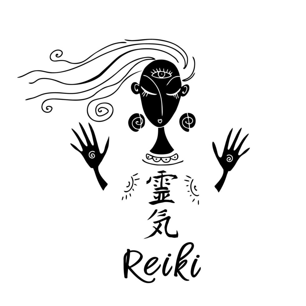 energia reiki logo. sanación reiki. esotérico. vector. vector