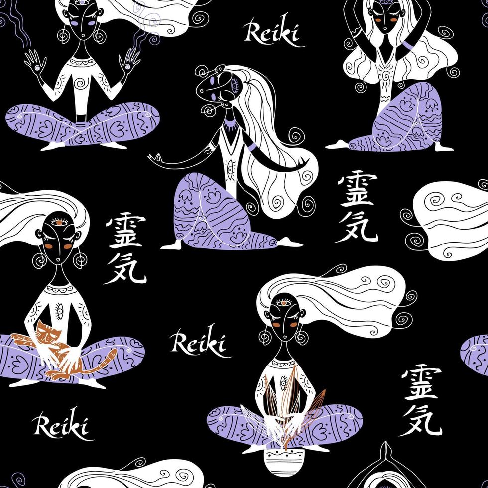 Seamless pattern. Reiki healing. Esoteric. Vector. vector