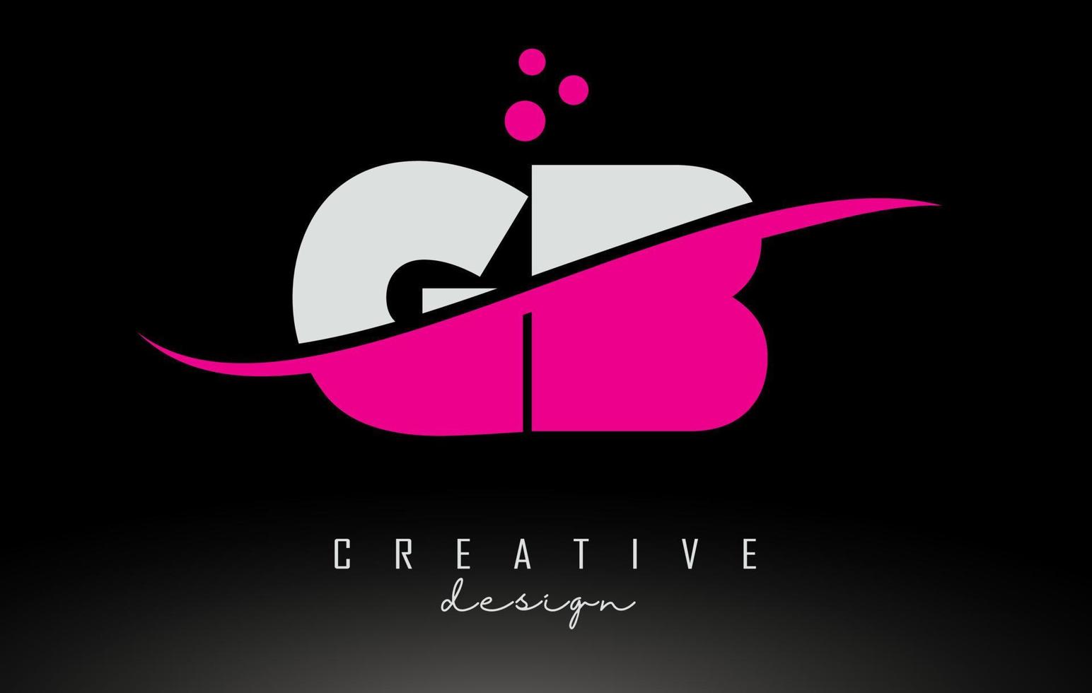 GB G Bwhite and pinkw Letter Logo with Swoos and dots.. vector